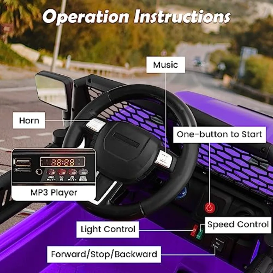 Electric Ride-On Car for Outdoor Play, Durable Plastic Body, Red Color, 12V Battery with Remote Control, Spring Suspension, H