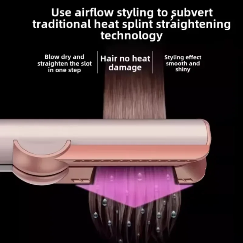 2-in-1 Hair Dryer and Flat Iron Dual Heat Negative Ion Styler for Quick Drying Straightening Travel Portable Home Salon Tool