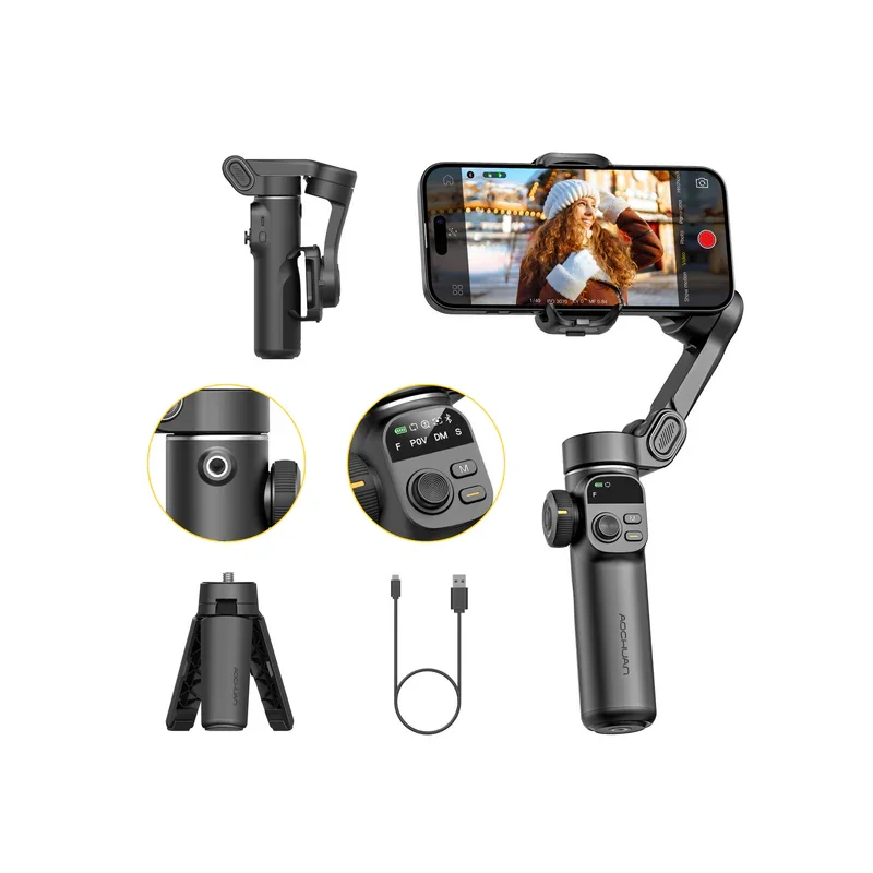 

Aochuan Smart X2 3-axis Gimbal Stabilizer 360°Rotation Tracking Shooting Video Recording Gimbal Stabilizer for Smartphone