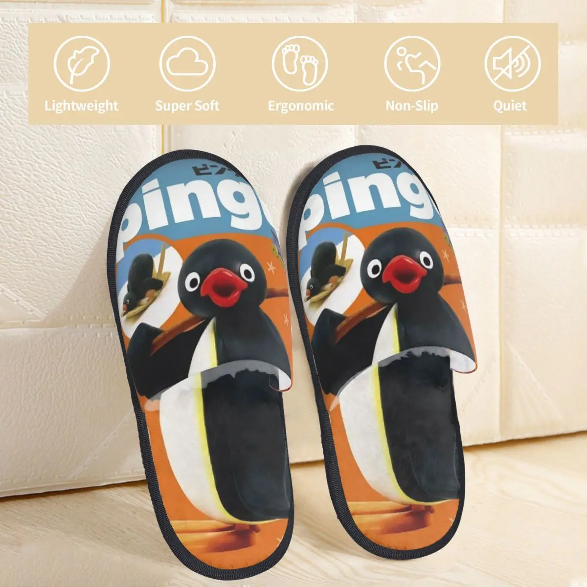 Noot Pingu Meme شبشب شتوي لغرفة النوم Penguin TV شبشب منزلي ناعم من الفراء شرائح غير قابلة للانزلاق #2