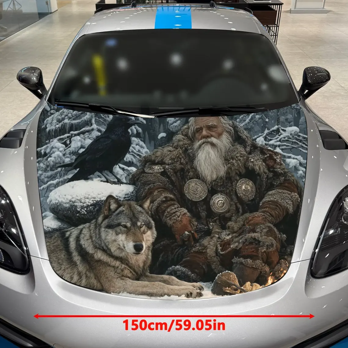 Mysterious Odin And The Wolf Car Hood Stickers,stunning Car Film Stickers,waterproof And Wear-resistant,suitable For All Cars,de