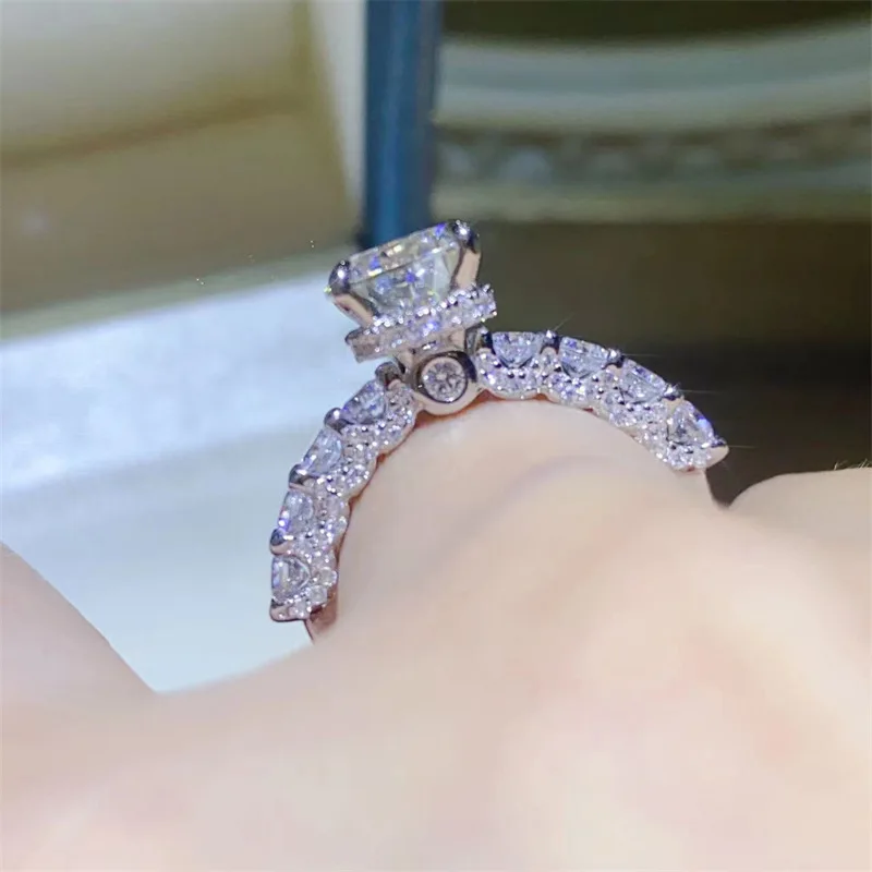 Imagem -05 - Anel Moissanite de Prata Esterlina para Mulheres Banhado a Ouro 18k Diamante Espumante Anéis de Casamento Jóias Finas Gra 2ct mm Nkhog-s925