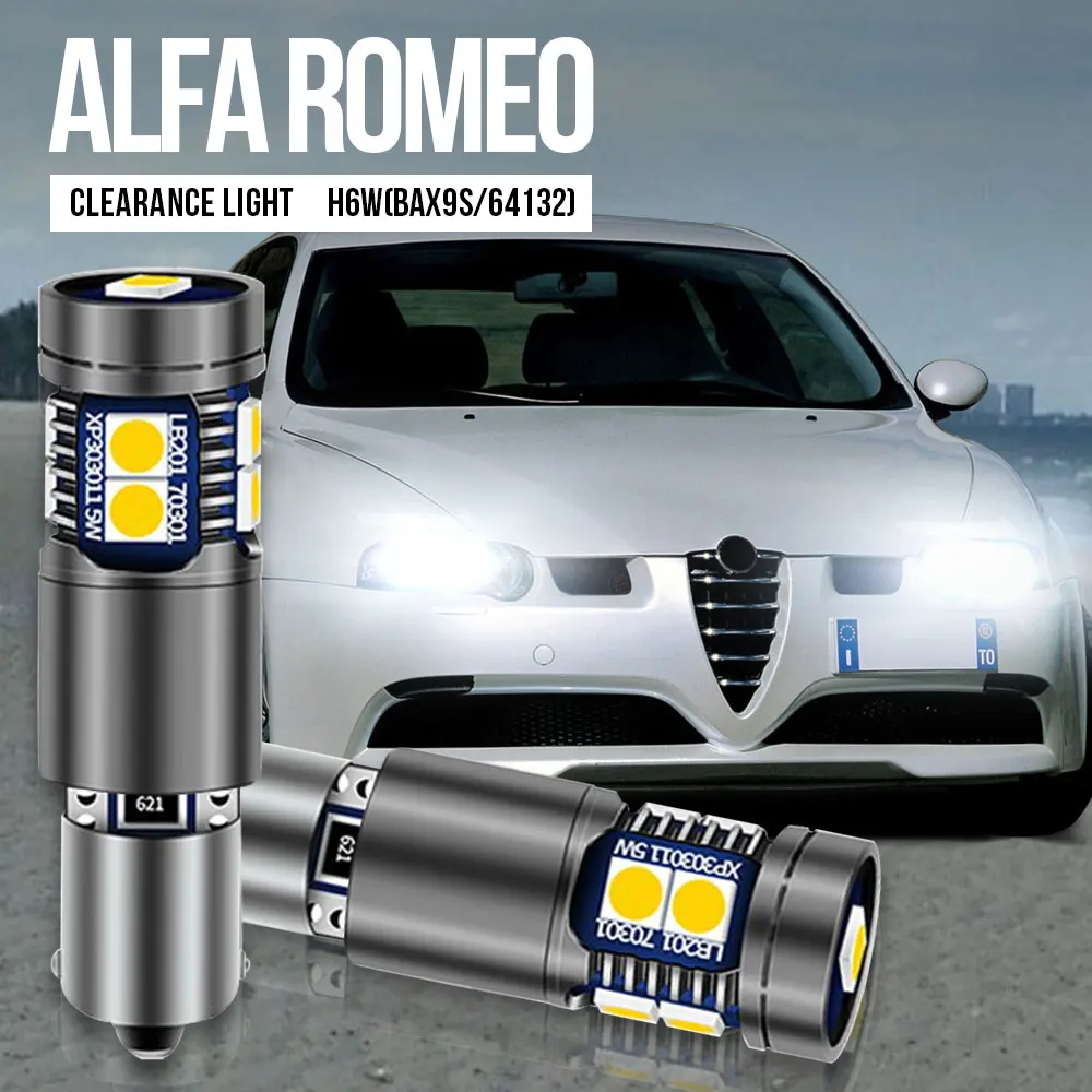 

2pcs H6W BAX9S 64132 Canbus No Error LED Clearance Light Bulb Parking Lamp For Alfa Romeo 147 156 166 1998-2007 GT 2003-2010