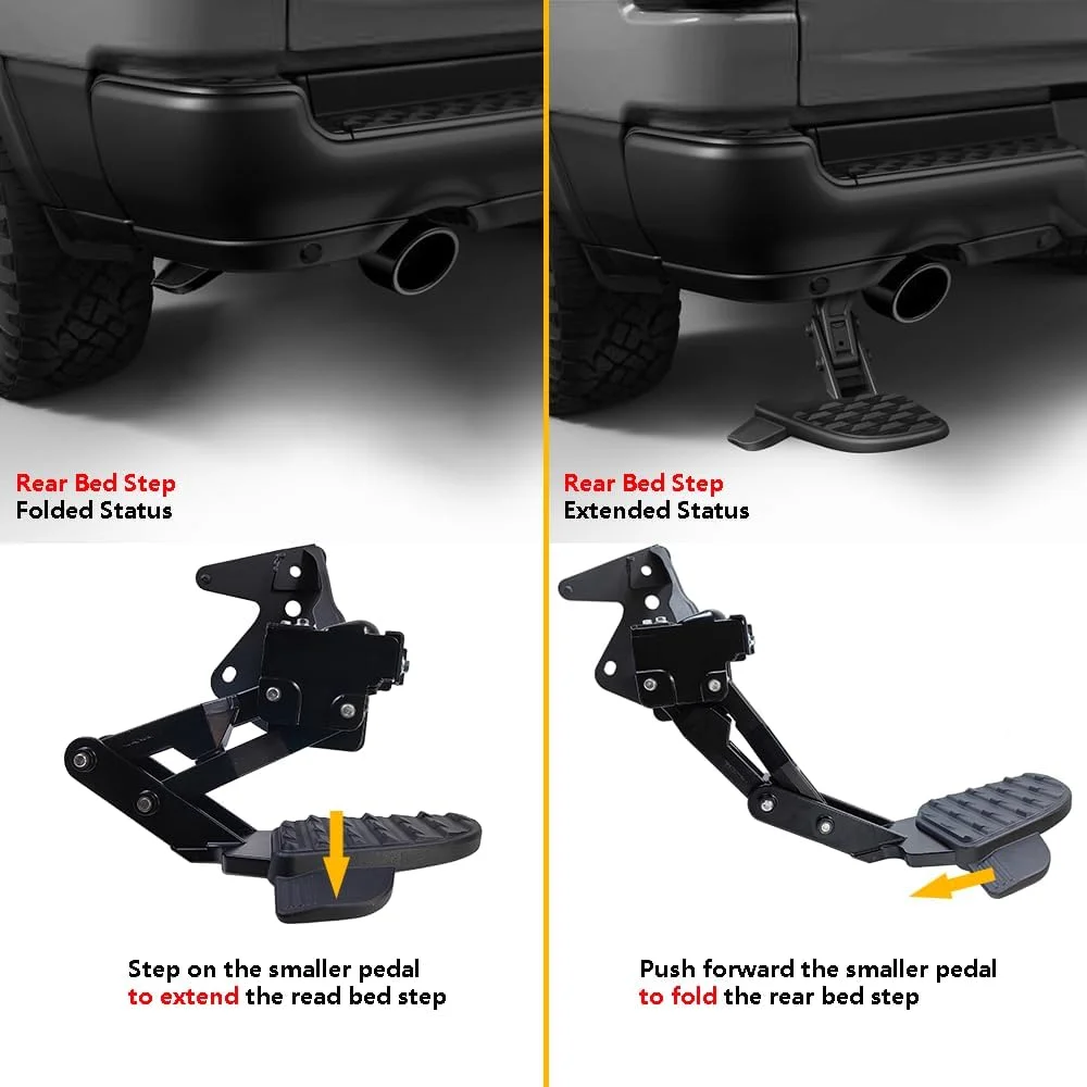 Heckklappen-Trittstufe, einziehbare Heckklappen-Trittstufe, kompatibel mit Dodge RAM 1500 DT 2019-2022, ersetzt 82215289AF 82215289AG – Detail 4