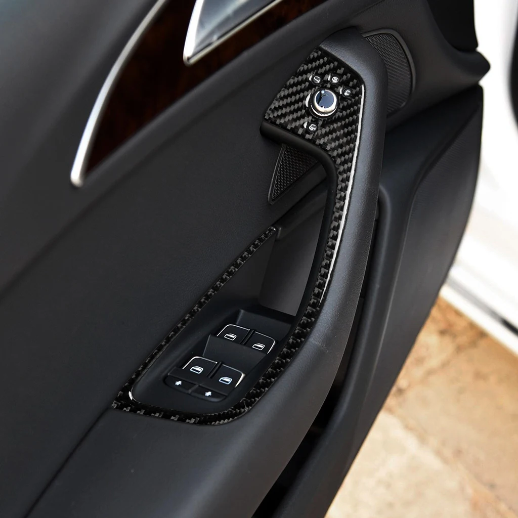 For Audi A6 S6 C7 A7 S7 4G8 2012-2018 Carbon Fiber Stickers Window Lifting Switch Button Panel Trim Interior Car Accessories