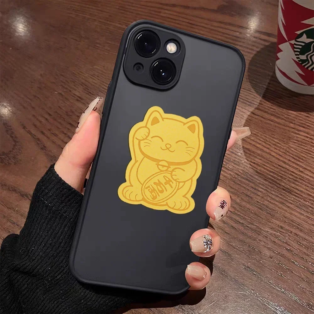 Smooth Matte Lucky Cat Gold Foil Mobile Phone Decoration New Year Stickers Lucky Cats DIY Self-adhesive Patch Sticker 2024 New