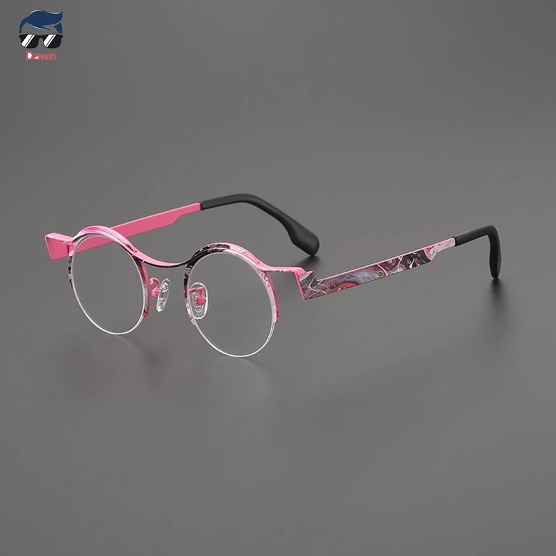 

2025 Новые круглые очки без оправы, легкая титановая оправа для женщин и мужчин, блокировка синего света