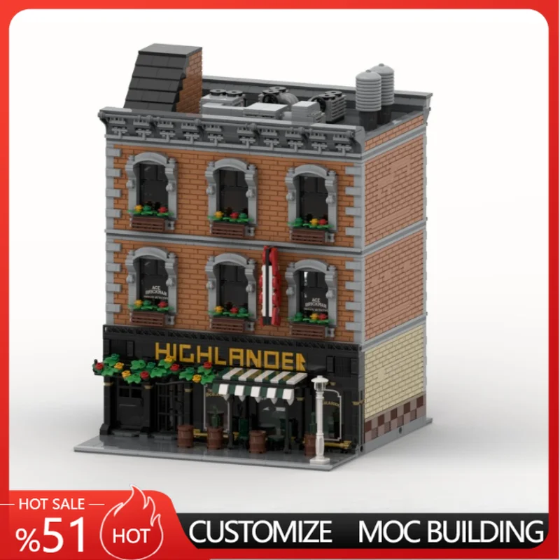 4797PCS Pub Modular City Street View MOC Architecture Model Building Block Educational Birthday Gift For Collectors Home Display