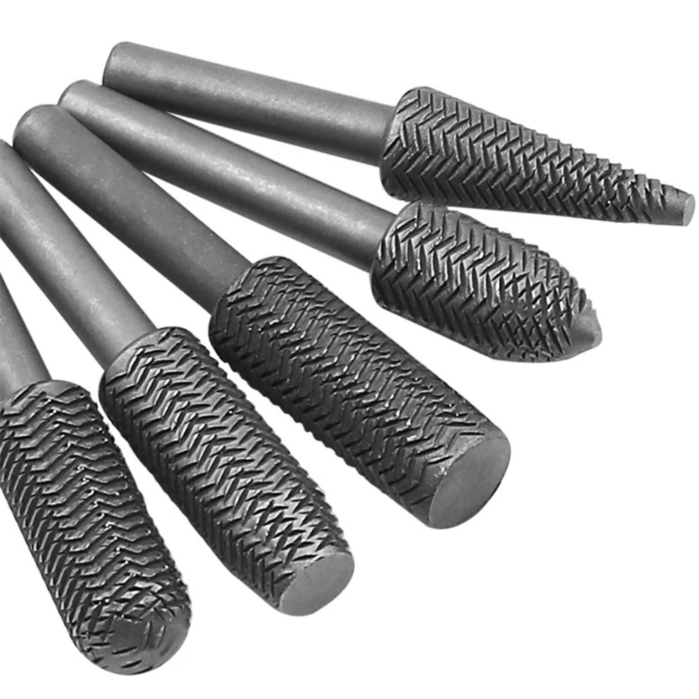 Brocas de corte de Metal de 5 piezas, brocas rotativas de 6mm, raspa rotativa para tallado de acero, para uso en moler y limar