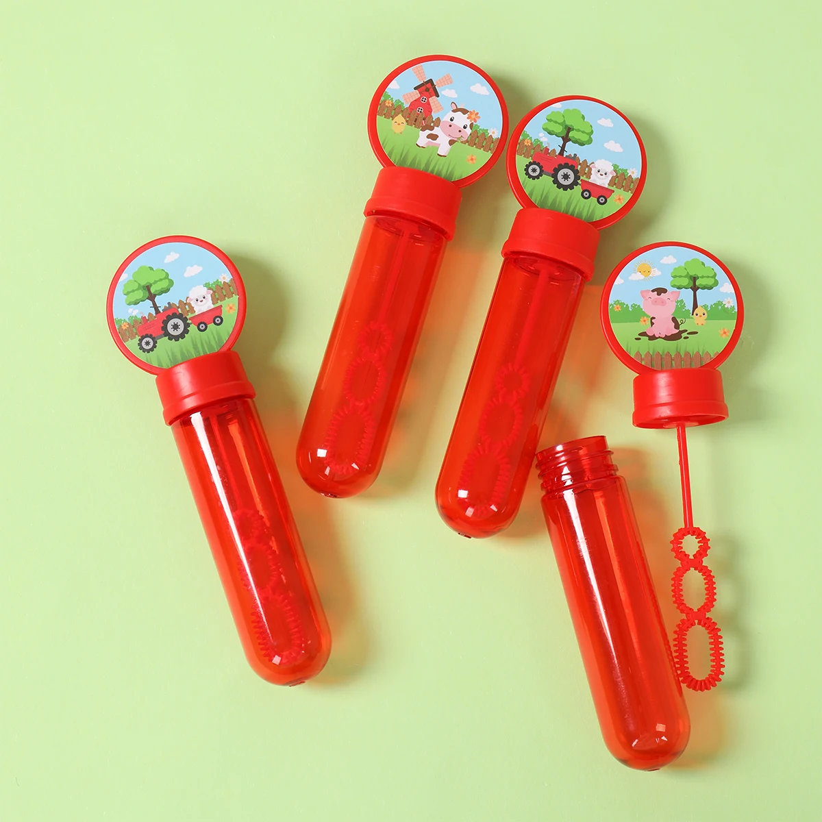 Red Farm Animal Bubble Tube Soap Bottle Farm Birthday Party Decoration Kids Favors Toys for Guests Gifts Baby Shower Decoration