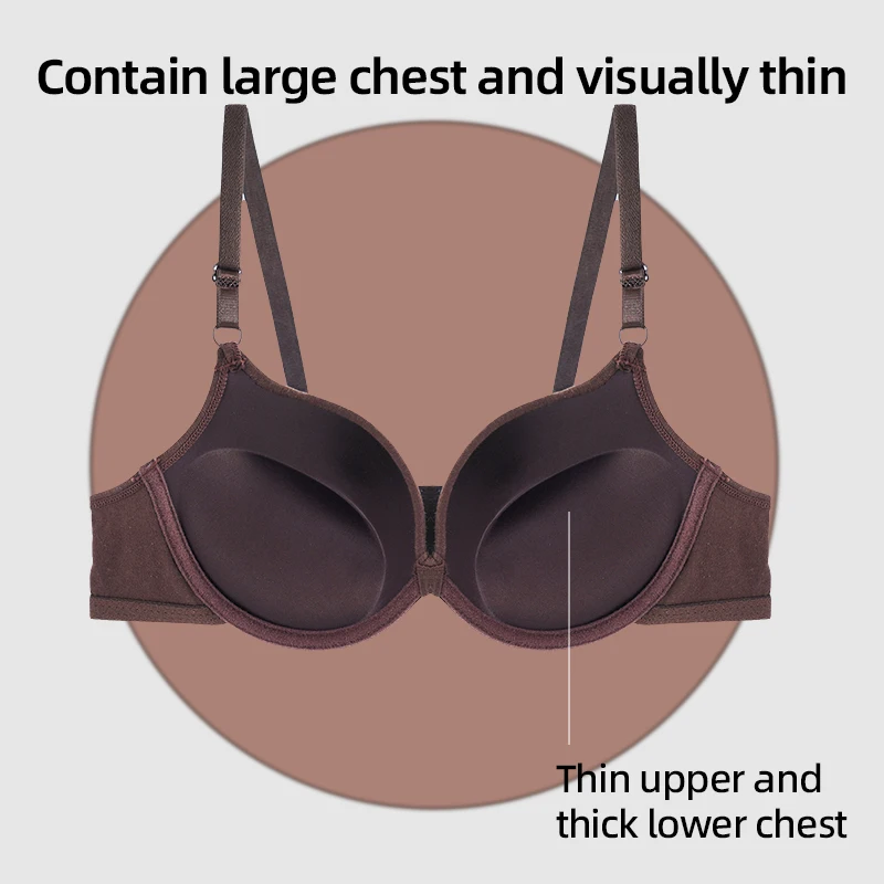 Sexy Women Cotton Gathered Bra Deep V Underwire Ladied  Brassiere Push Up Lingerie Solid Bras Backless Intimate Underwear