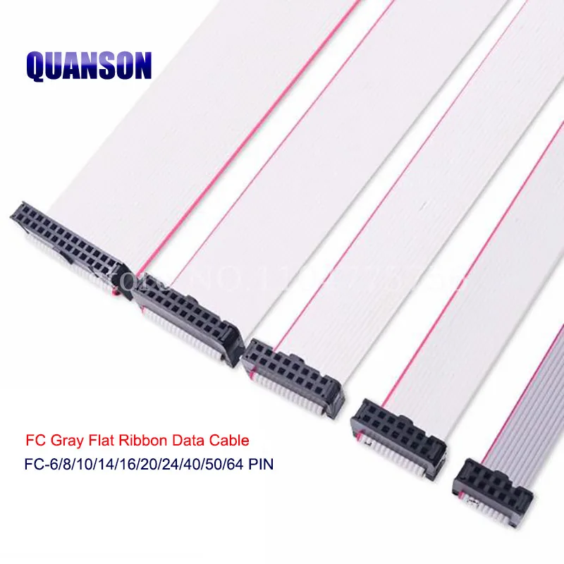 1PCS 2.54mm Pitch JTAG ISP Gray Flat Ribbon Data Cable FC-6/8/10/12/14/16/18/20/24/26/30/34/40/50 Pin FOR DC3 F/F IDC Box Header