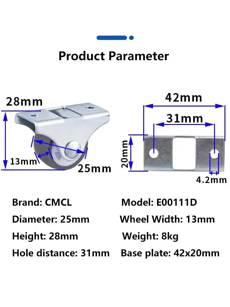 4 Pcs/lot 1 Inch Silent Drawer Wheels/small Miniature Grey Rubber Tpe Directional Pulley/furniture Tatami Drawer Wheels