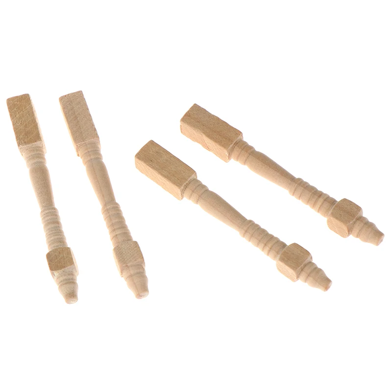 4Pcs 1:12 Dollhouse Miniature Wooden Chair Table Leg DIY Furniture Accessories Toys