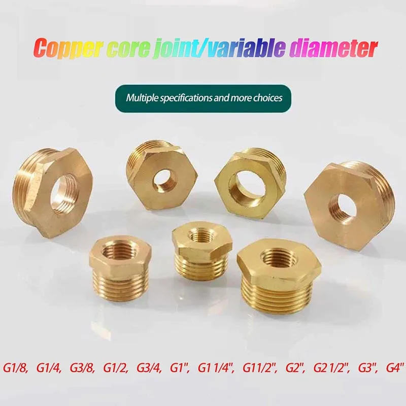 Brass Hex Bushing Reducer Pipe Fitting G1/8 G1/4 G3/8 G1/2 G3/G11/4