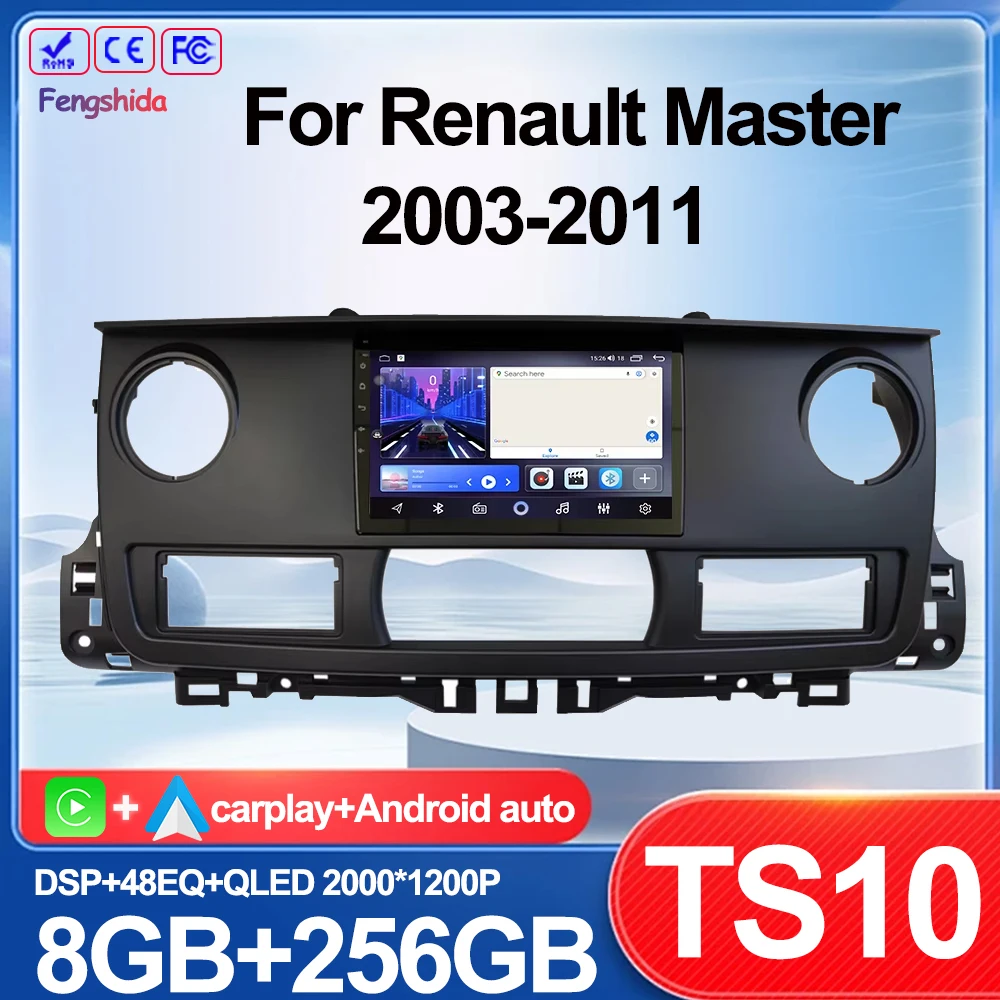 Car Radio Carplay For Renault Master 2003-2011 Navigation GPS Android Auto Multimedia Player Stereo Screen No 2din Head 5G WiFi