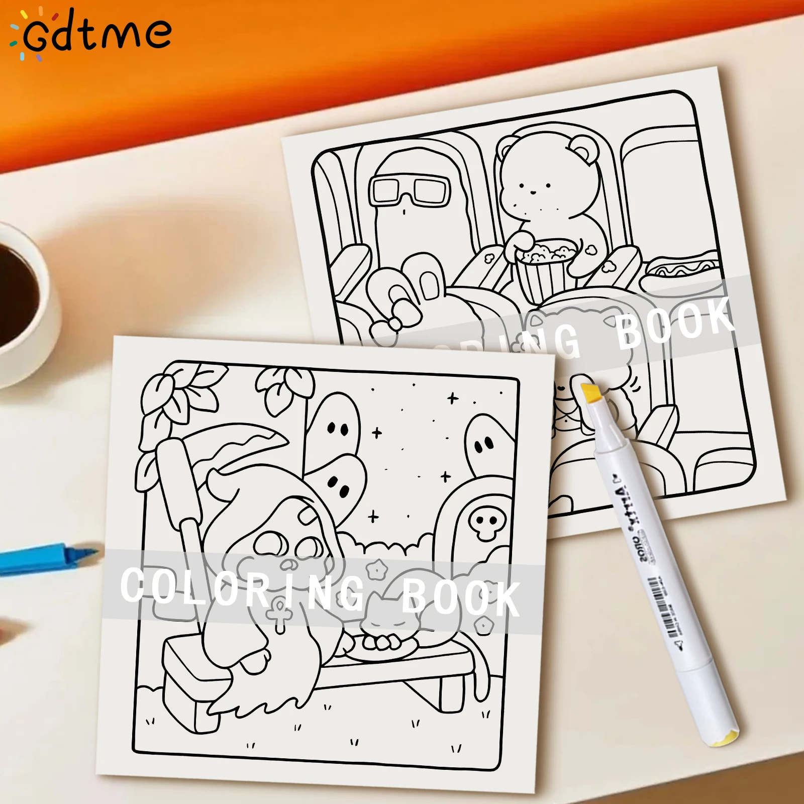 SPOOKY CATS Malbuch für Erwachsene mit einfachen Cartoon-Mustern zur Entspannung, DIY-Mal- und Zeichenbücher – Detail 9