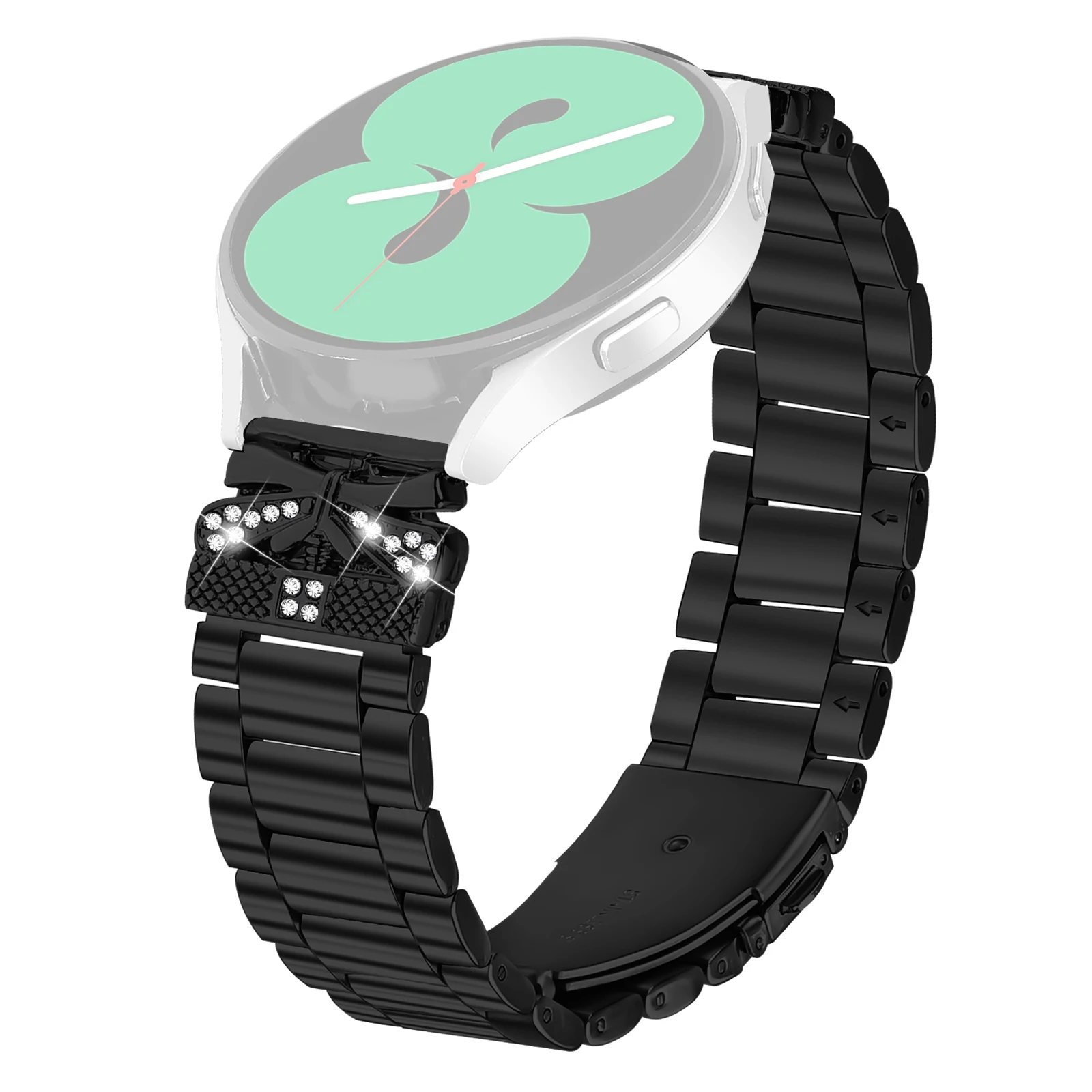

Replacement Strap for Garmin D2 Air X10 / Bounce Butterfly Rhinestones Decor Metal Watch Band - Black