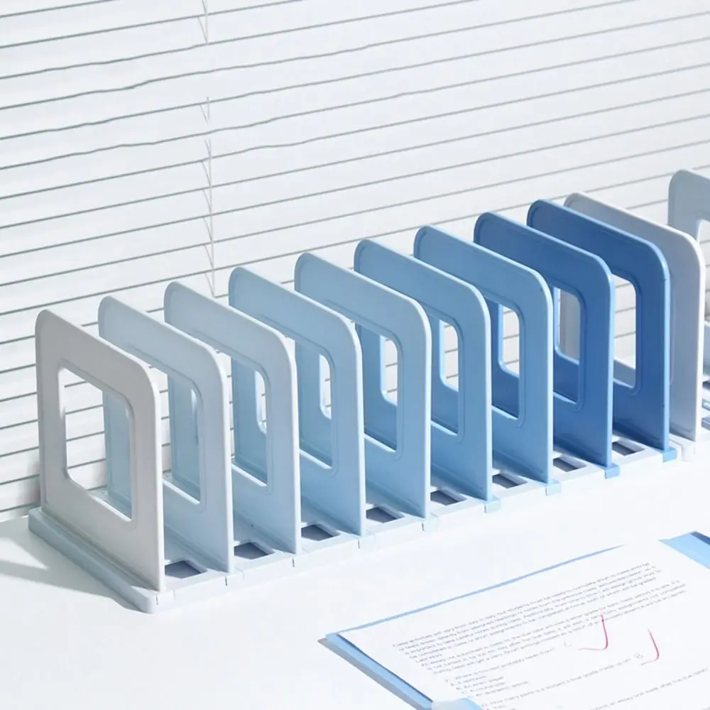 

Adjustable Detachable Bookends Non-slip Dividers Desktop Book Stand Easy To Install 8 Compartments Book Display Rack Office