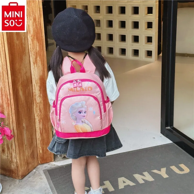 MINISO Disney Cartoon Ice and Snow Romance Princess Elsa Student Load Reduction Breathable Lightweight Children's Backpack