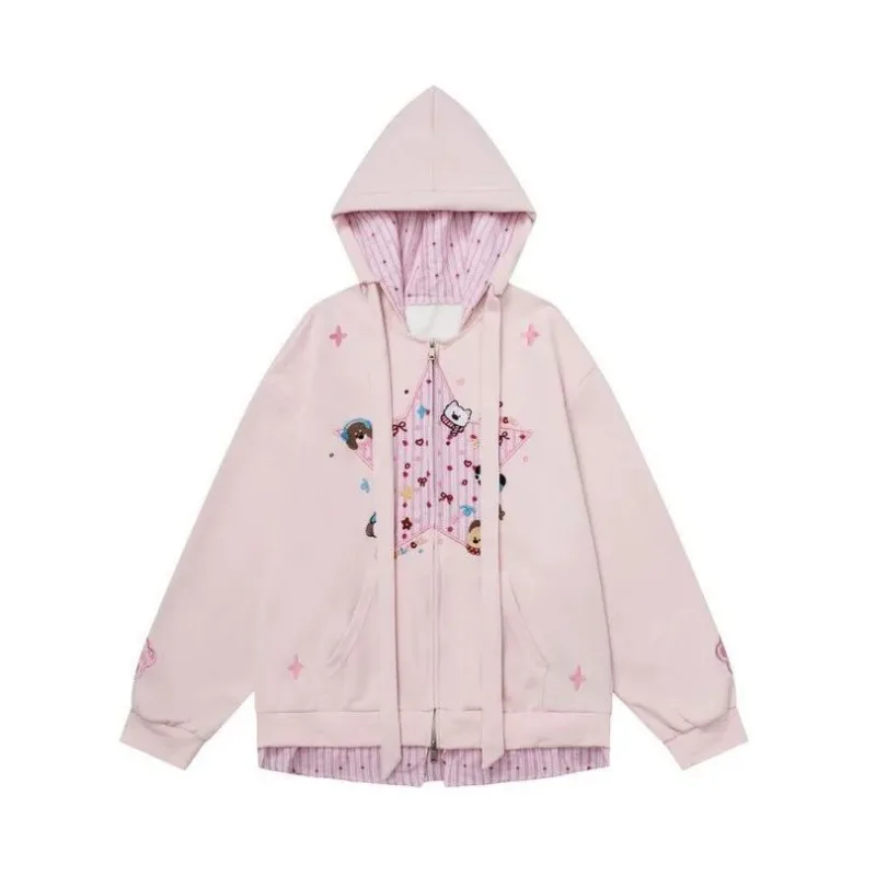 

American Retro Spring Autumn Hooded Sweatshirt for Women 2025 New Style Loose