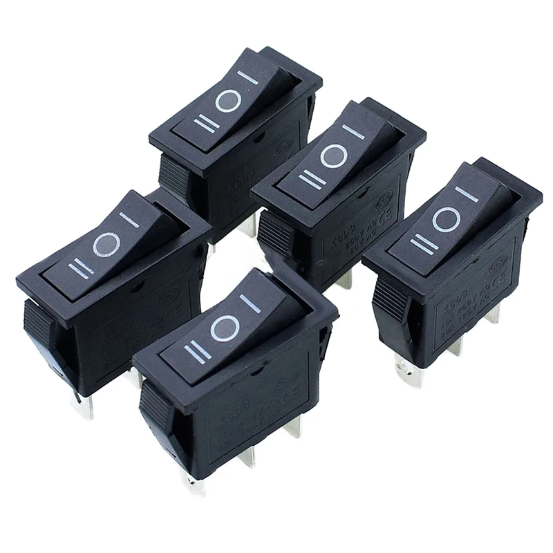 3/4/5/10/15/20 Pcs Snap-in Push Button Switch 3 Pin ON-OFF-ON 16A/250V SPST KCD3-101/3 Position Boat Rocker Power Switches