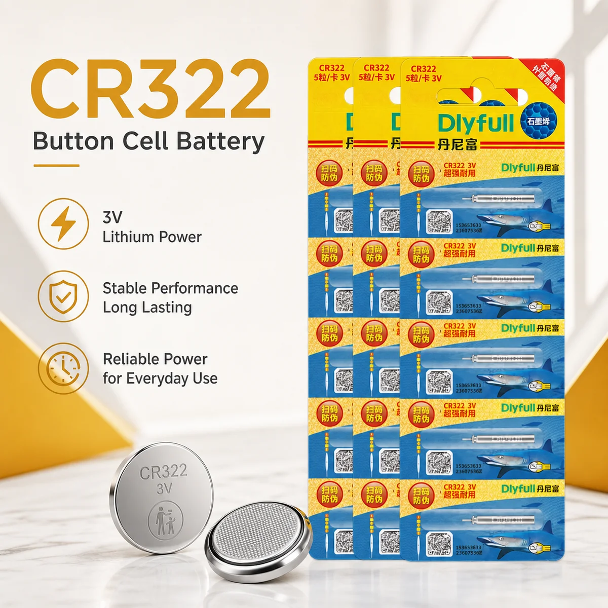 Button Cell Battery CR322 5-50PCS Replacement Batteries For Luminous Electronic Fishing Float Night Fishing Tackle Accessories