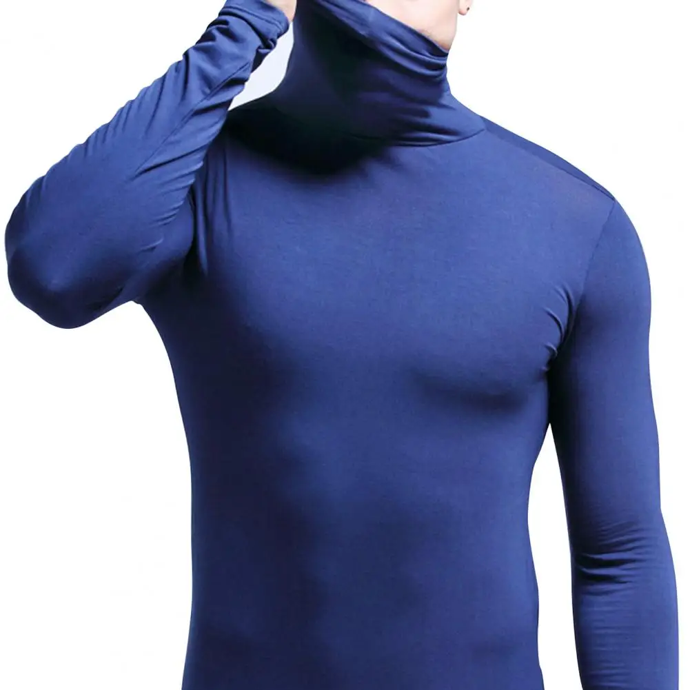 Winter Fashion Thermal Underwear Men Turtleneck T-shirts Long Sleeve Man Thermal T-shirt Men Sports First Layer Male Warm Coats