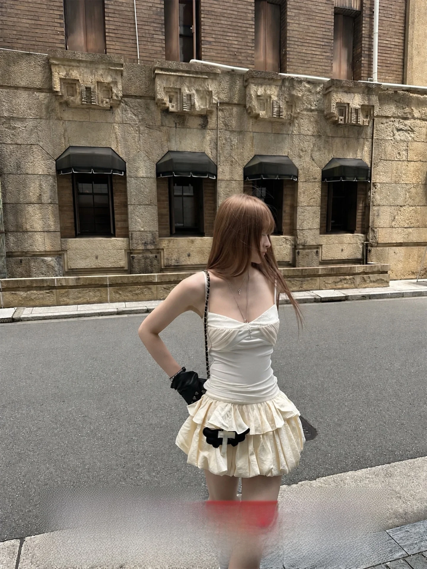 Rase Le Sol Lace Panelled Pure Desire Gored Waist Strap Vest Women's Tight Fit Vest Lycra Blend Summer Outerwear