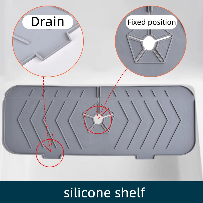 Kitchen Silicone Faucet Mat Sink Splash Guard Faucet Drainage Mat Drying Pad Kitchen Bathroom Countertop Protection Mat 3 Colors