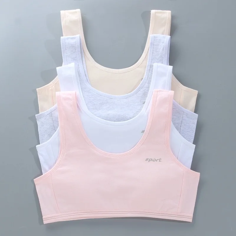 Teen Girls Cotton Tops Young Children Underwears Student Girls Wireless Bras Kids 8-15Y Sports Training Bra Vest