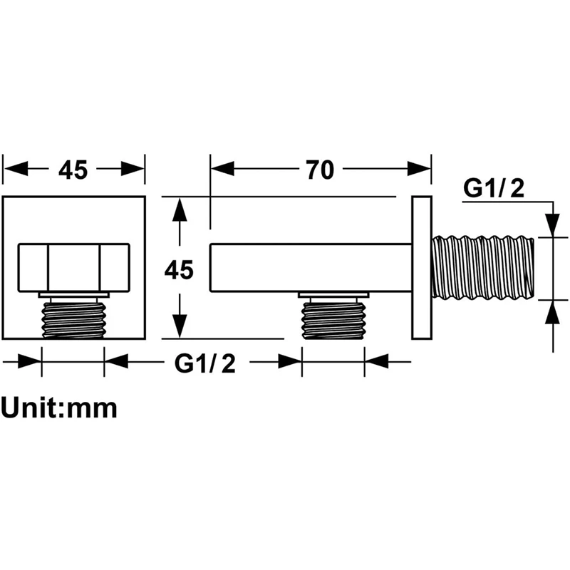 Solid Brass Wall Mount Handheld Shower Bracket Holder With Water Supply Shower Outlet