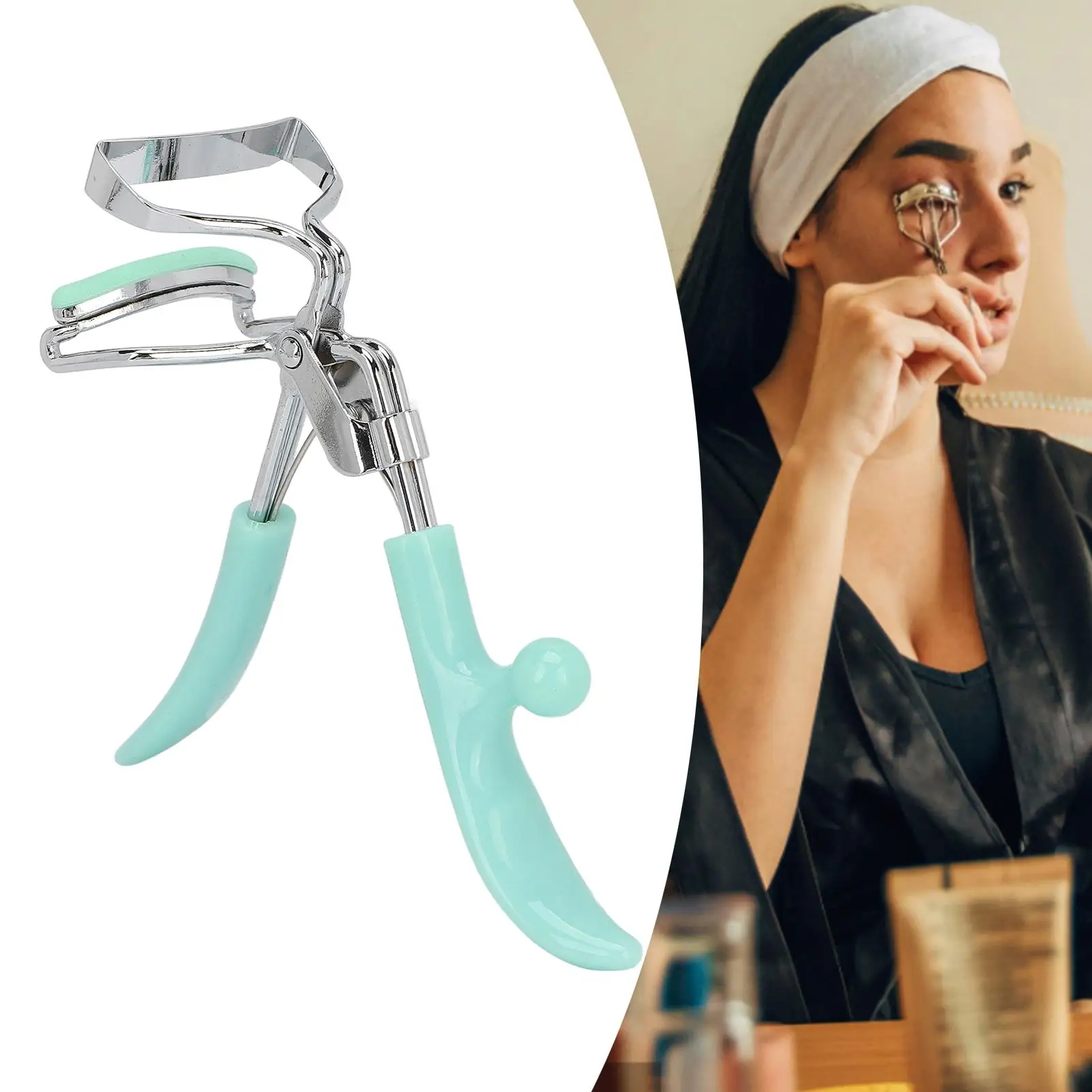 Portable Wide Angle Eyelash Curler with Comfortable Handle Sturdy Cosmetic Tool for women at for home 