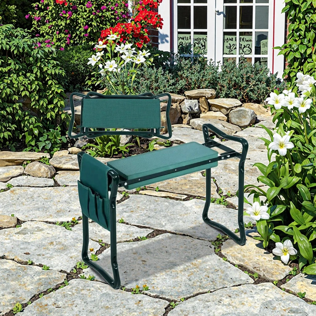 2in1 Garden Kneeler and Seat, Foldable Gardening Stool with Detachable Tool Bag, Portable Knee Protection Bench for Seniors image 5