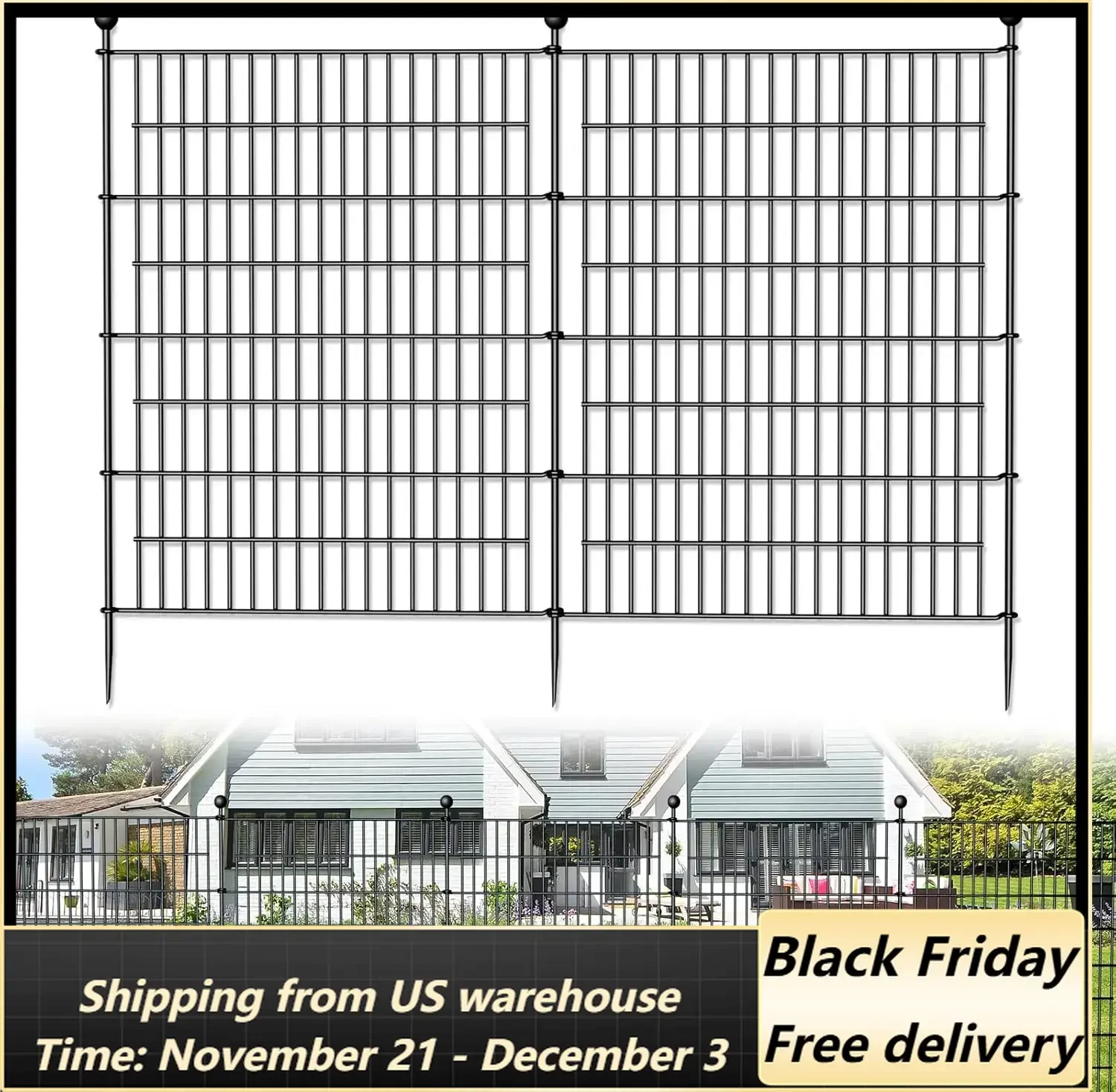 5 Panels No Dig Decorative Outdoor Garden Fence for Yard, 40 in(H) X 11.8 ft(L) Animal Barrier Fencing Rustproof Metal Wire Pane