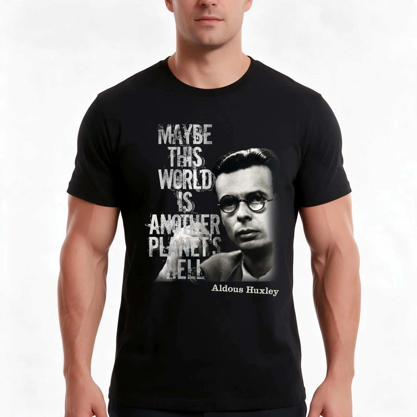 Aldous Huxley Quote T-Shirt, Summer Casual Cotton Tee, Oversized Streetwear Tops, Vintage Graphic Print, Loose Fit Short Sleeve