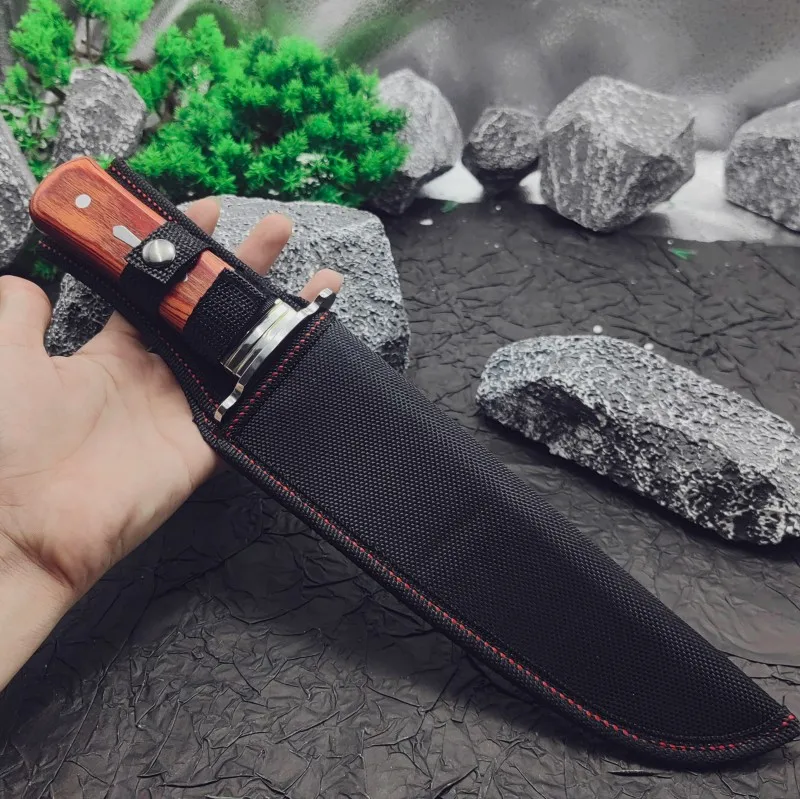 Laredo Small Sandalwood Handle 9Cr13Mov Blade Outdoor Fixed Blade Small Straight Knife Camping Picnic Portable Knife Tactical