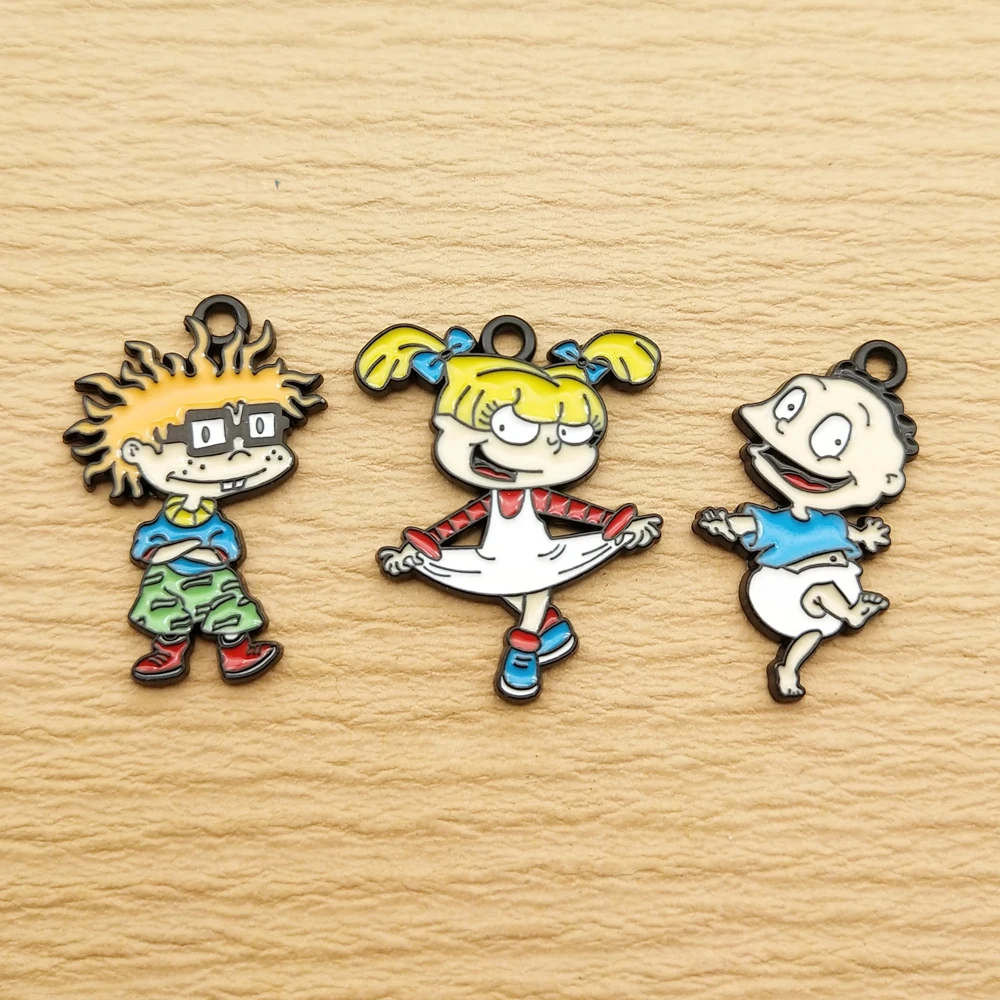 10pcs Cartoon Anime Charm for Jewelry Making Enamel Necklace Bracelet Pendant Diy Accessories Making Alloy Metal Black Plated