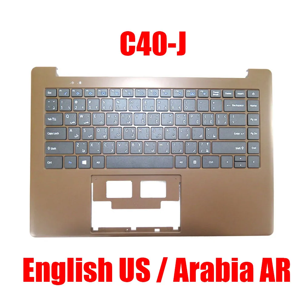 US AR Laptop Palmrest For Dynabook For Satellite Pro C40-J Brown With Arabia English Keyboard Upper Case New