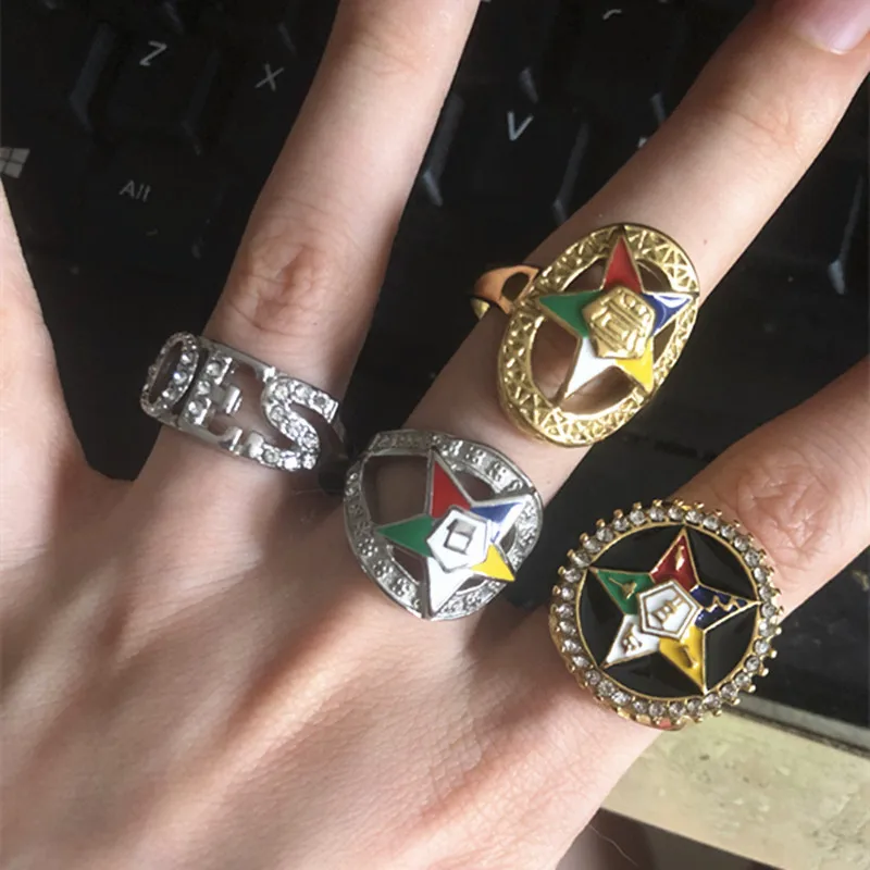 خاتم مينا شرقي ، مجوهرات ماسونية مجوفة من حجر الراين ، زخرفة الهدايا ، دروب ، الموضة ، انخفاض الشحن ، الفولاذ #1