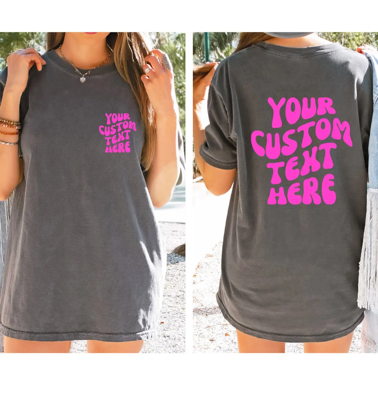 Custom Tshirt for Women Men Photo Text Image Couple Front and Back Print Shirt Your Custom Logo Shirts Personalized loos Tshirt view 4