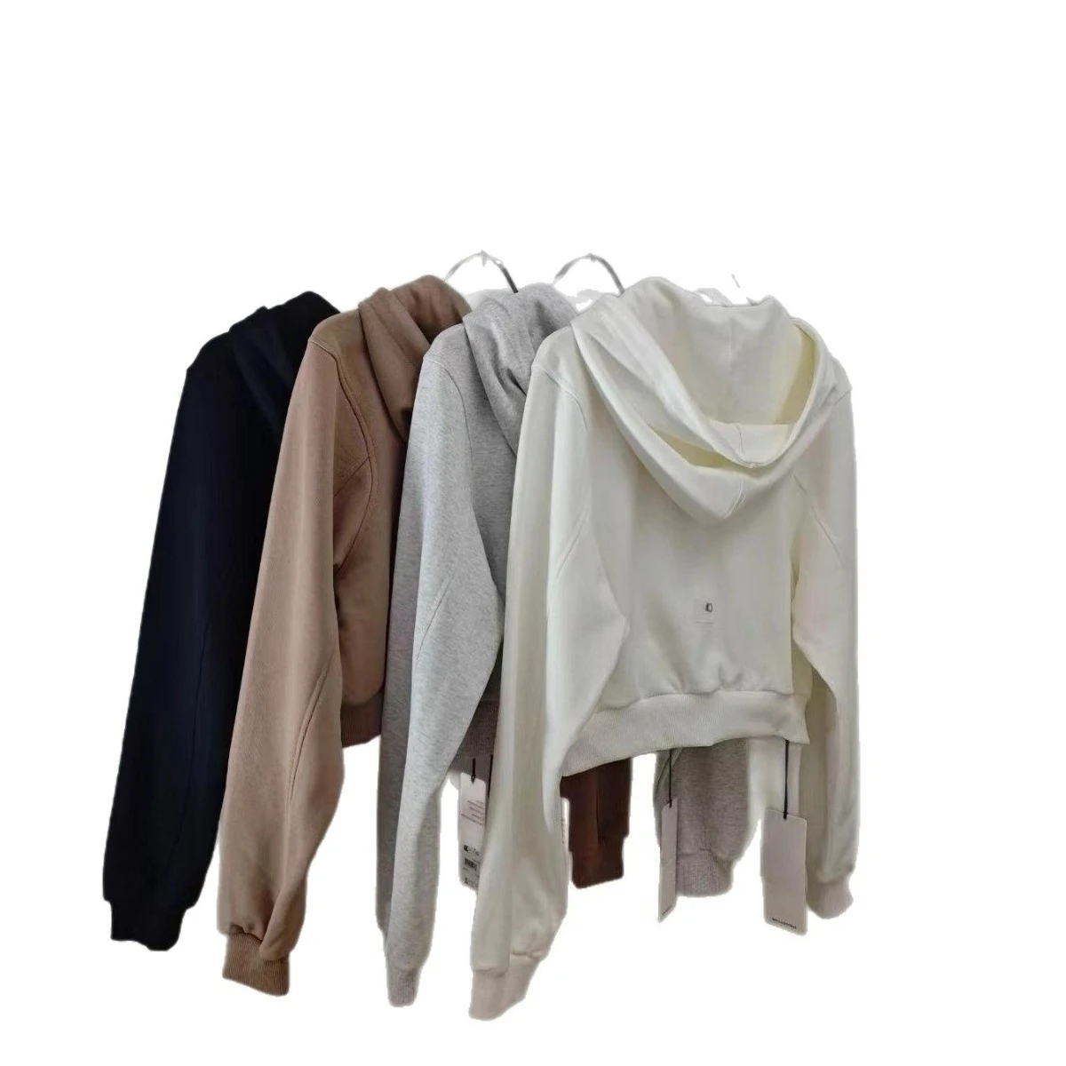 سترة رياضية قصيرة بغطاء للرأس بسحاب، سترة صوفية فضفاضة غير رسمية #5