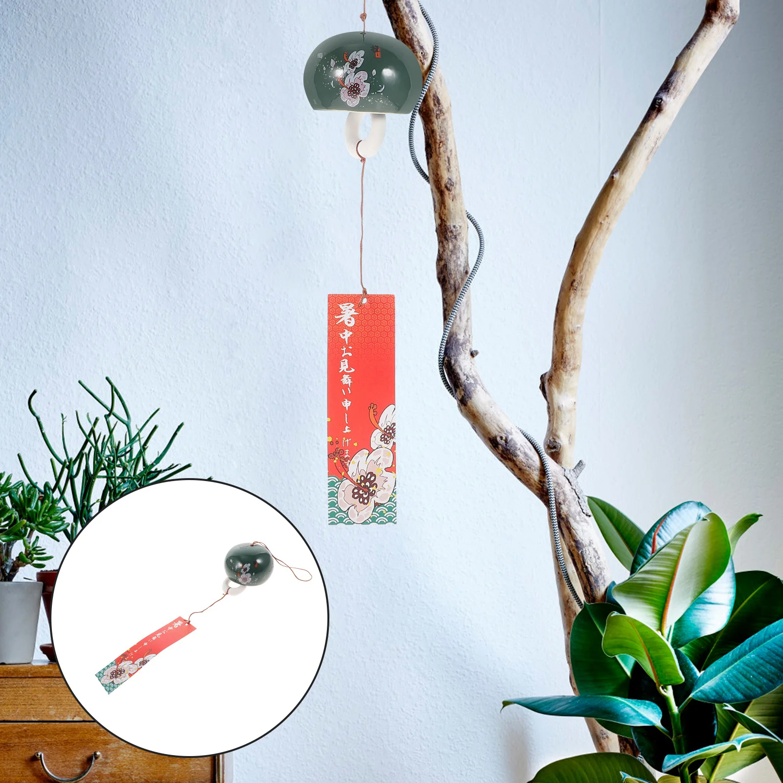 

Japanese Style Ceramic Wind Chime Hanging Decorative Wind Bells Garden Pendant Outdoor Ornament Melodious Sound Home Decoration