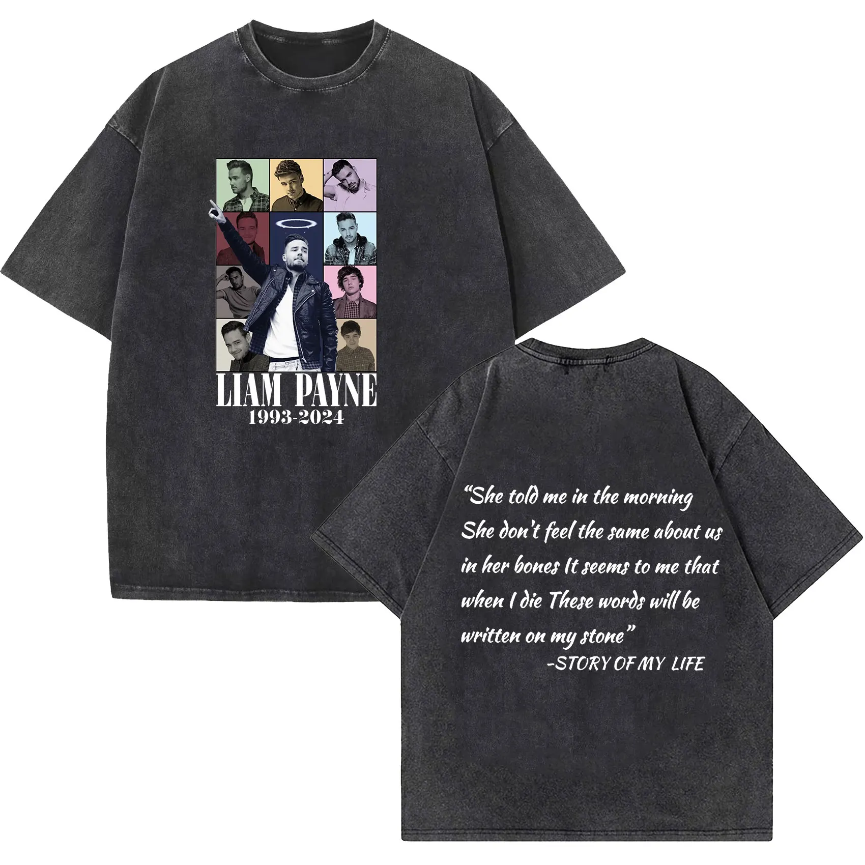 Liam Payne Tour 1993-2024 Vintage Washed T Shirts Men Hip Hop Fashion Short Sleeve T-shirt Y2k Unisex Harajuku Tees SStreetwear