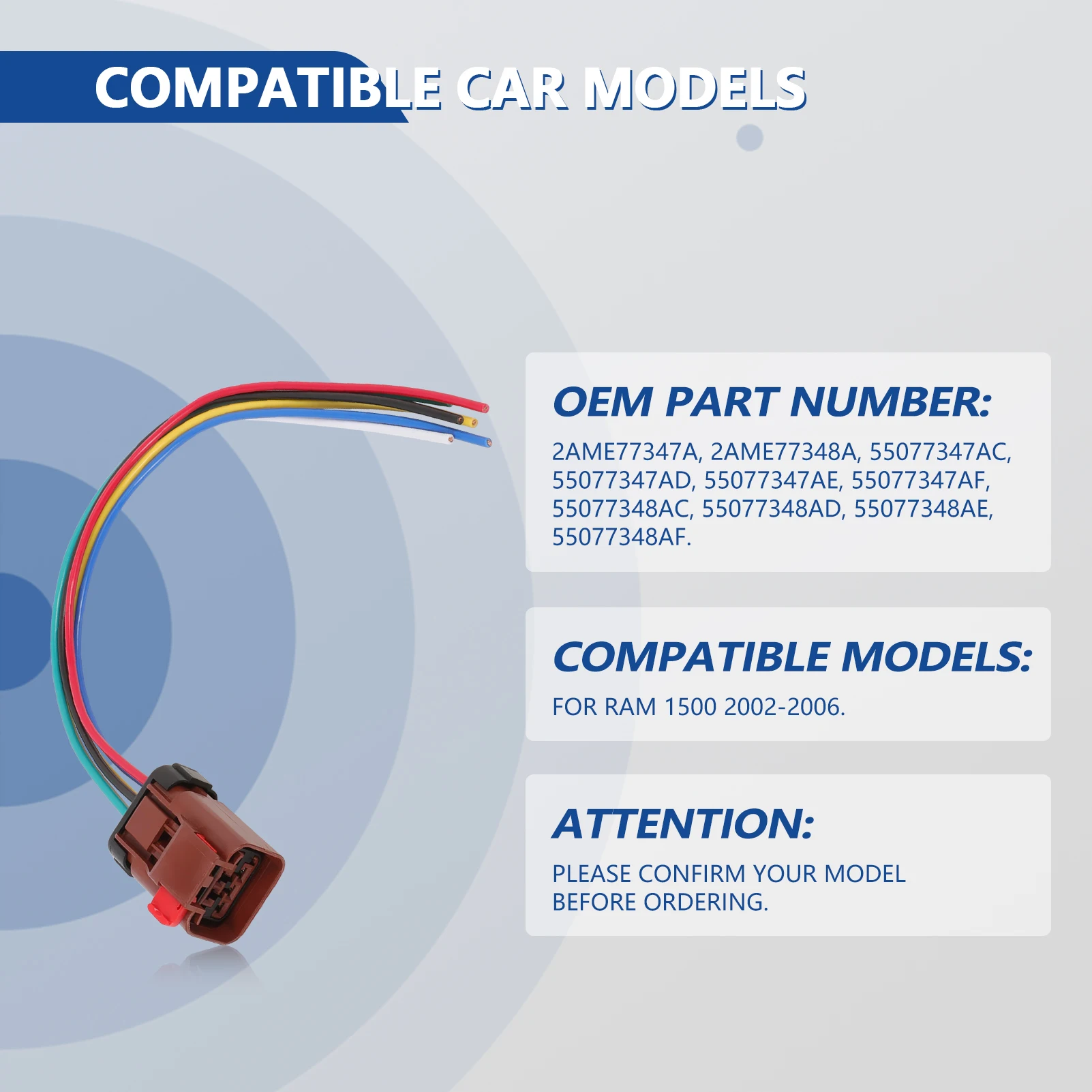 2 قطعة سيارة الذيل ضوء سلك تسخير موصل 5013984AA 55077347AF ل دودج ل دودج رام 1500 2002-2006 استبدال 55077348AF #2
