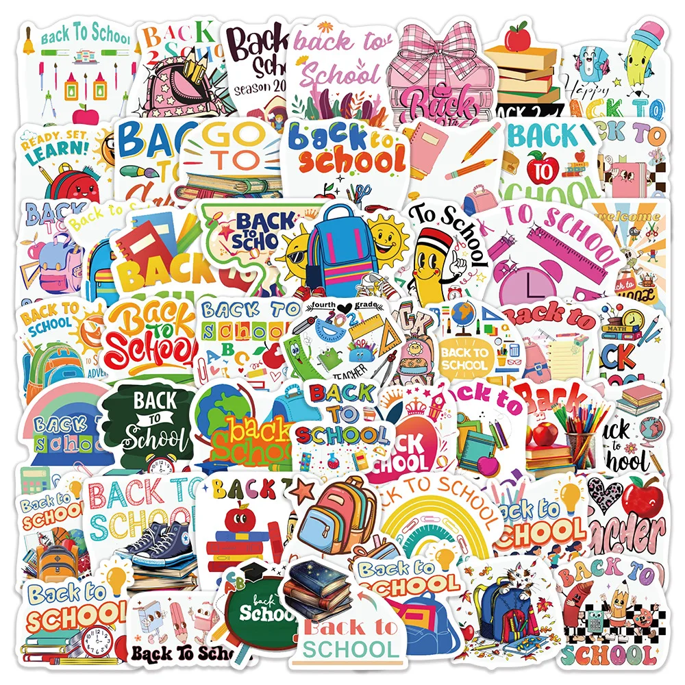 

10/52PCS School Season Back To School English Slogans Graffiti Decorative Waterproof Stickers Kids Toy