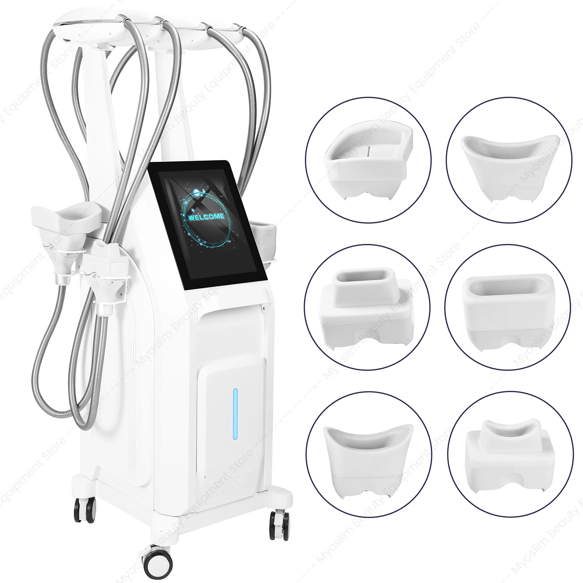 4-Handle Independent Control 360° Cold Lipolysis Machine Fat Freeze Body Sculpting 6 Probes Vacuum Suction Semiconductor Cooling