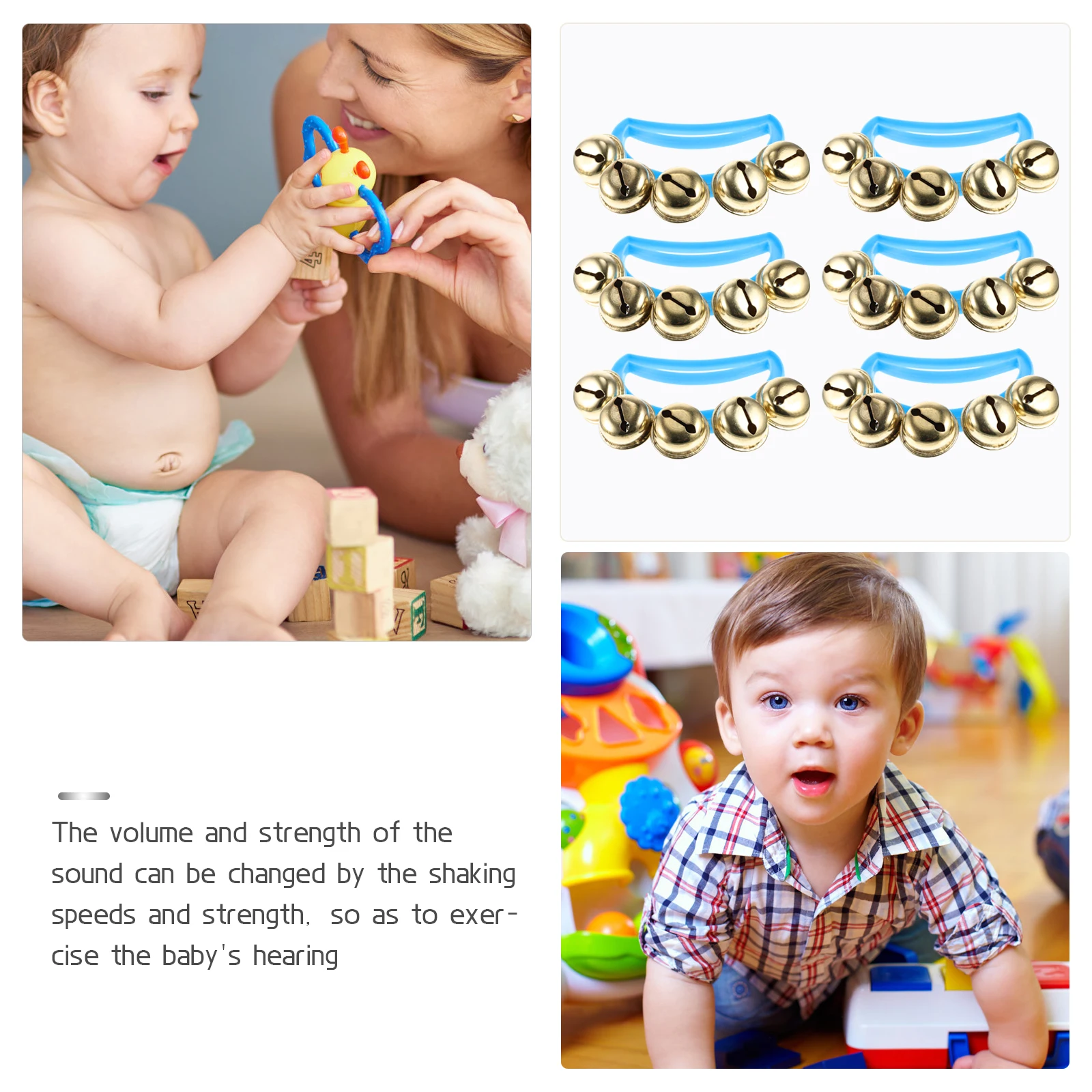 6個セット シェイキングベル キッズ楽器 タンバリン PPガラガラ 赤ちゃん おもちゃ ハンドヘルド クリアサウンド ゲーム パーティー 子供 ハンドベル