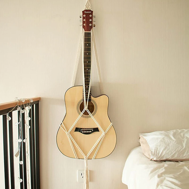 Guitar Storage Mesh Bag Lace Hanging Frame Woven Hammock Wall Hanging Frame Home Decoration Ukulele Handmade Woven