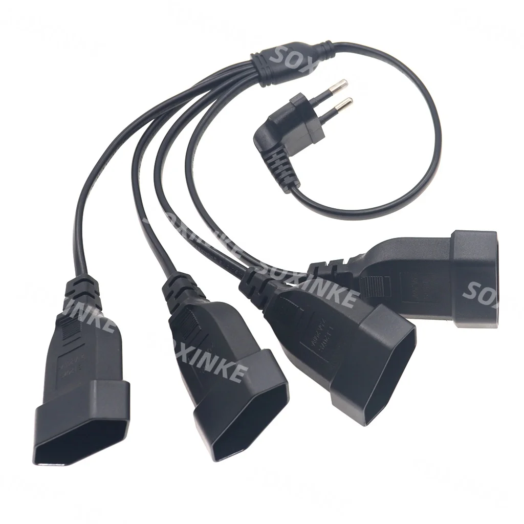 EU CEE7/16 Male to Female Dual Output,2 Ways Outlet Extension Cord European 2 Prong M/F Power Splitter Cable.